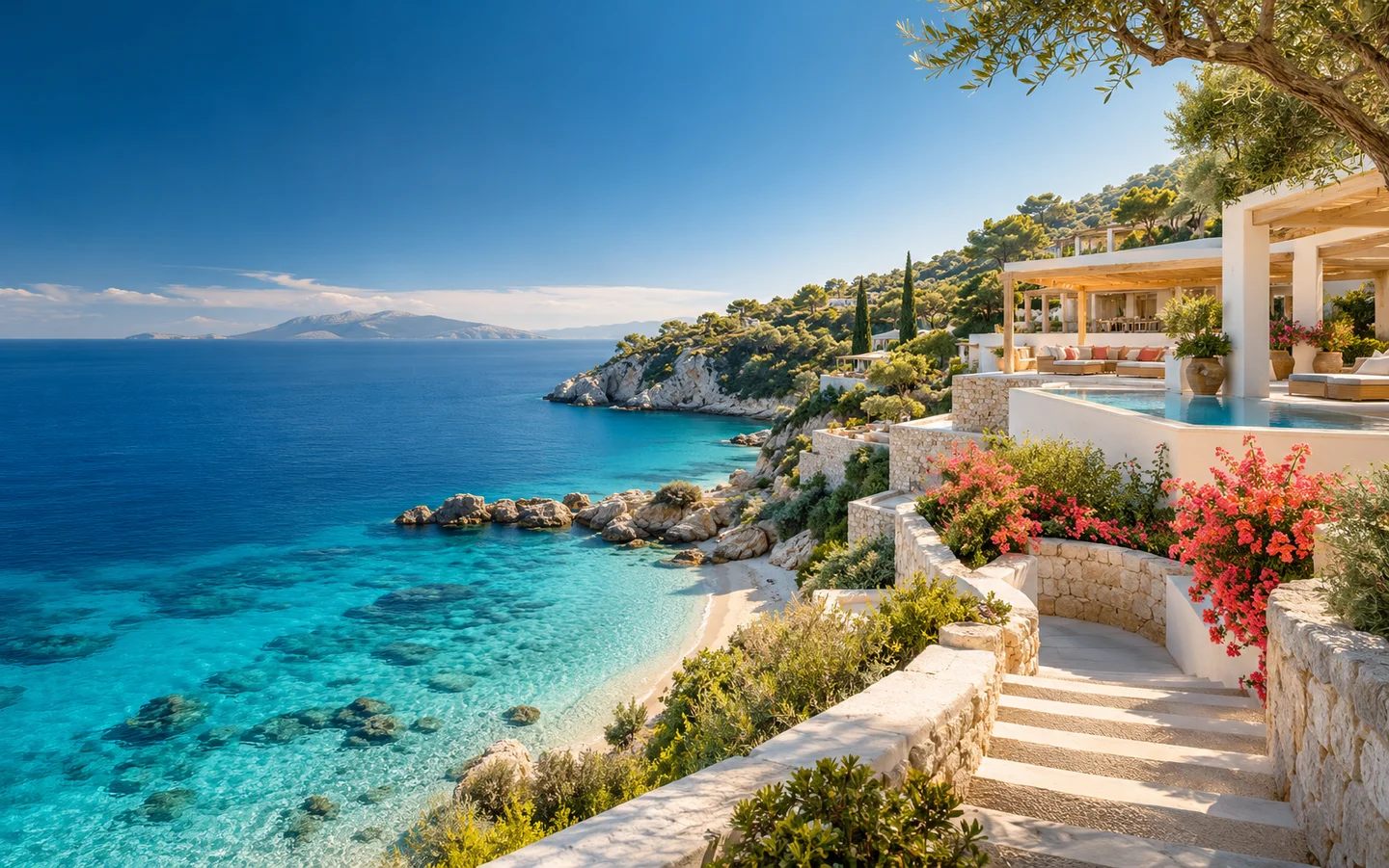 Editorial Mediterranean coast and resort scene for Novatours